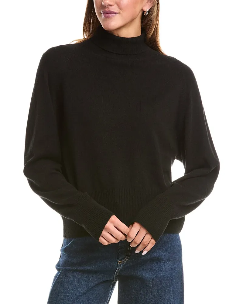 Vince Raglan Turtleneck Wool & Cashmere-Blend Sweater Black