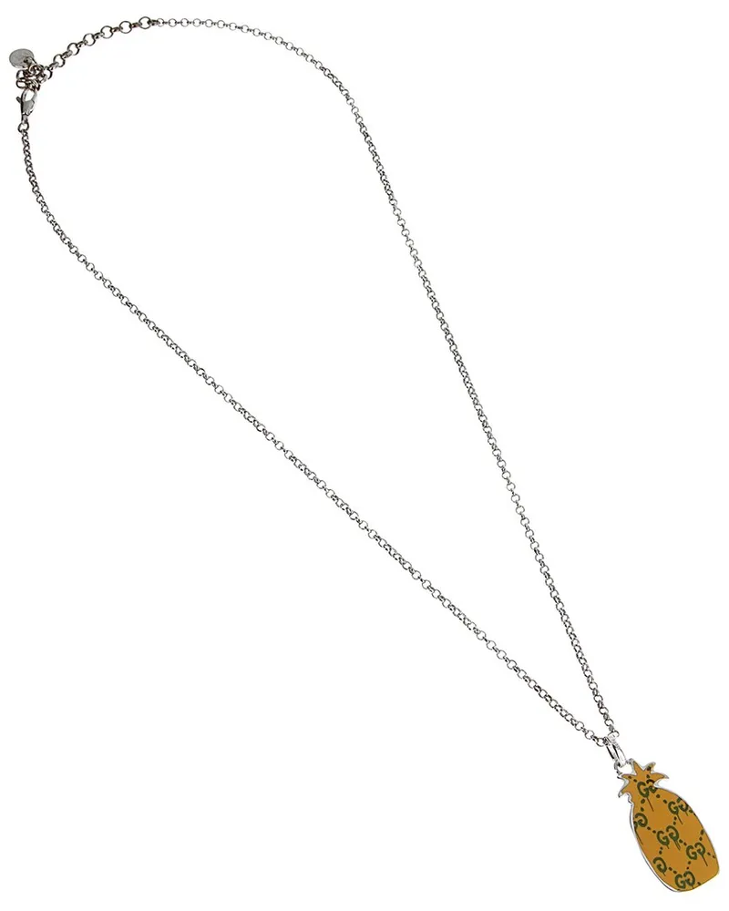Gucci Silver Ghost Pineapple Pendant Necklace Nocolor