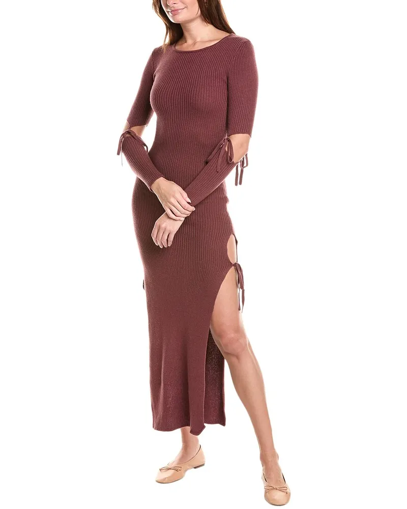 27 miles malibu Ribbed Wool-Blend Maxi Dress Brown