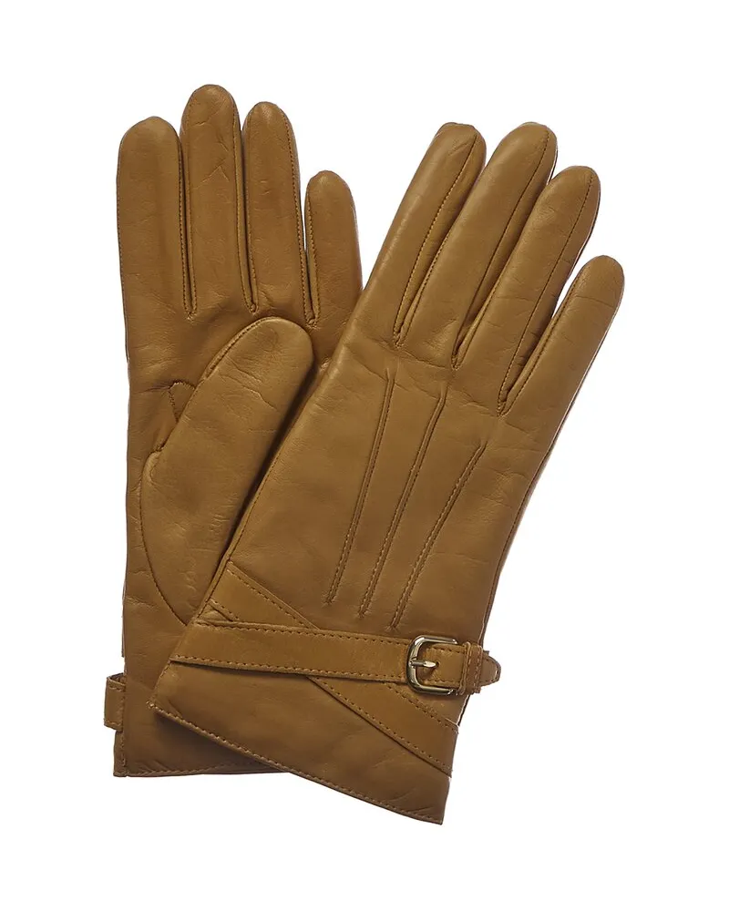 portolano  Golden Sunflower Cashmere-Lined Leather Gloves Yellow