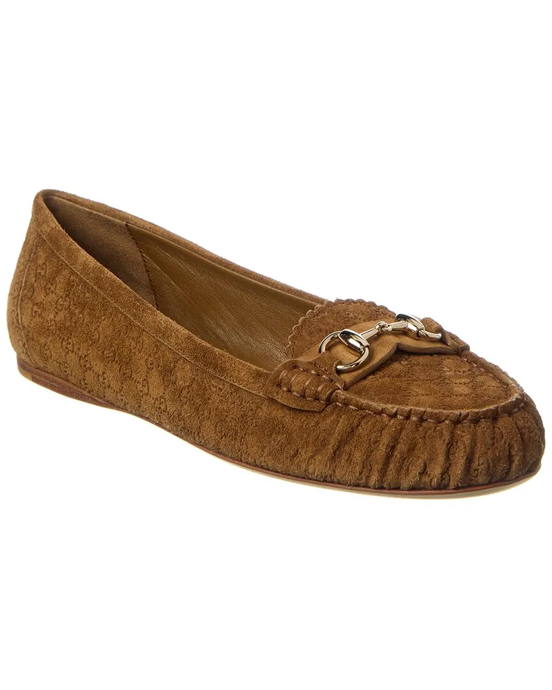 Gucci Horsebit Suede Loafer Brown