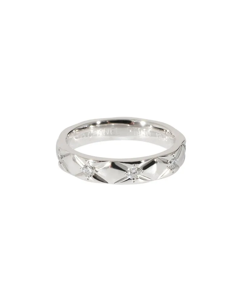 Chanel Matelasse Platinum 0.50 ct. tw. Diamond Ring (Authentic Pre-Loved Nocolor