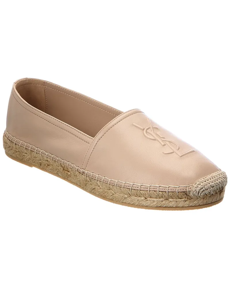 Saint Laurent Monogram Leather Espadrille Brown