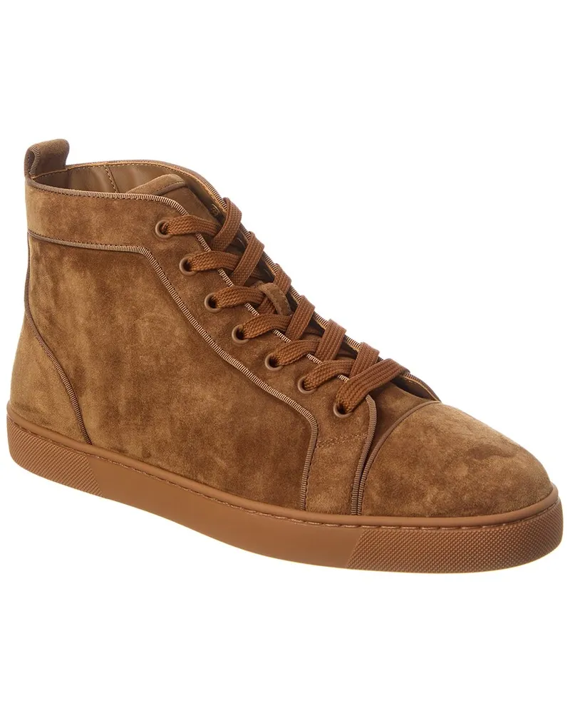 Christian Louboutin Louis Suede High-Top Sneaker Brown