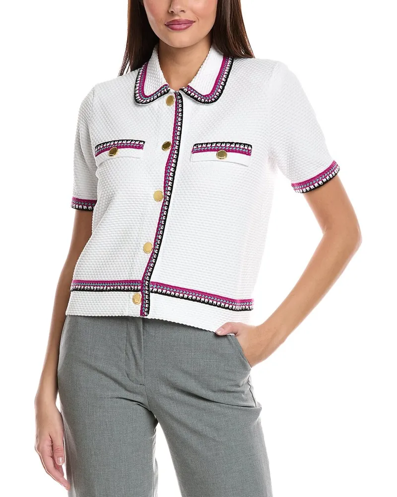 ST. JOHN Punto Riso Collared Jacket White
