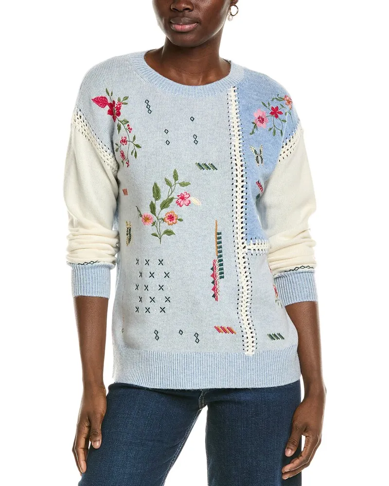 Johnny Was Wool & Cashmere-Blend Sweater Blue