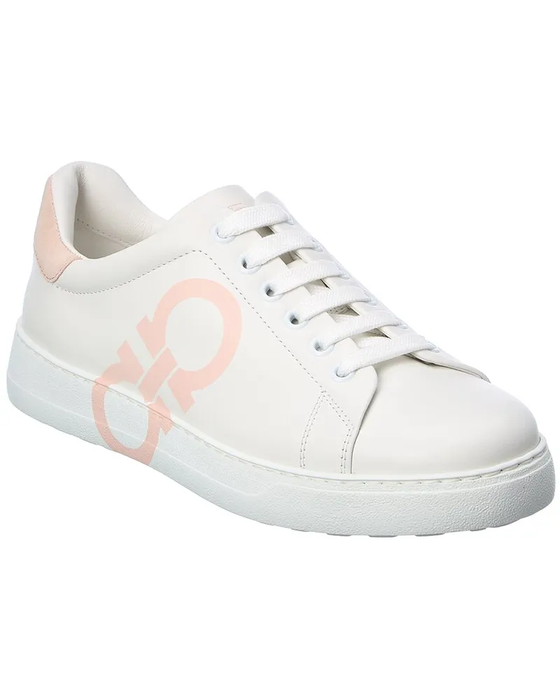 Ferragamo Number Leather Sneaker White