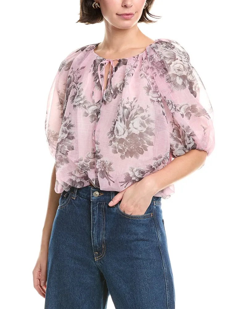 Rebecca Taylor Silk-Blend Top Pink