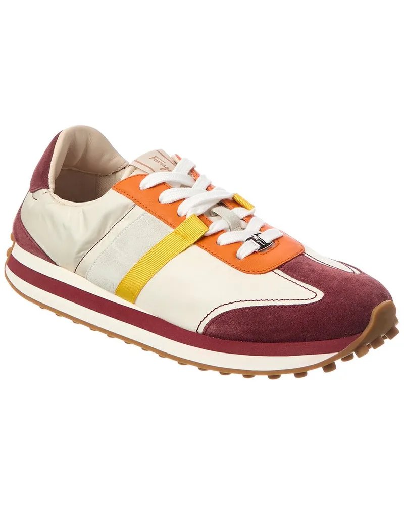 Ferragamo Canvas & Suede Sneaker White