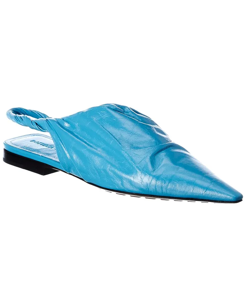 Bottega Veneta Leather Slingback Flat Blue