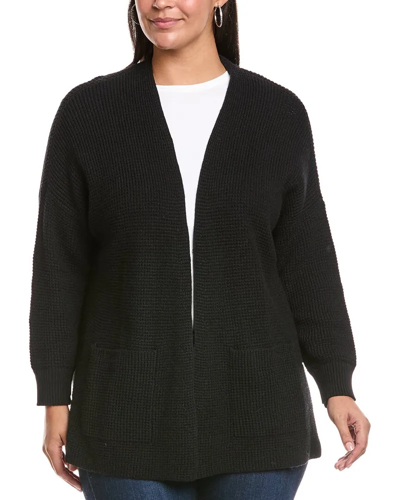 Eileen Fisher Plus Knit Cashmere-Blend Cardigan Black