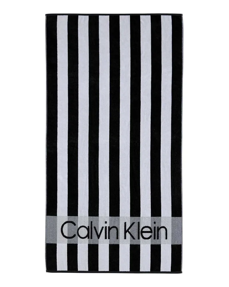 Calvin Klein Beach Stripe Logo 2-Ply Velour Beach Towel Set Nocolor
