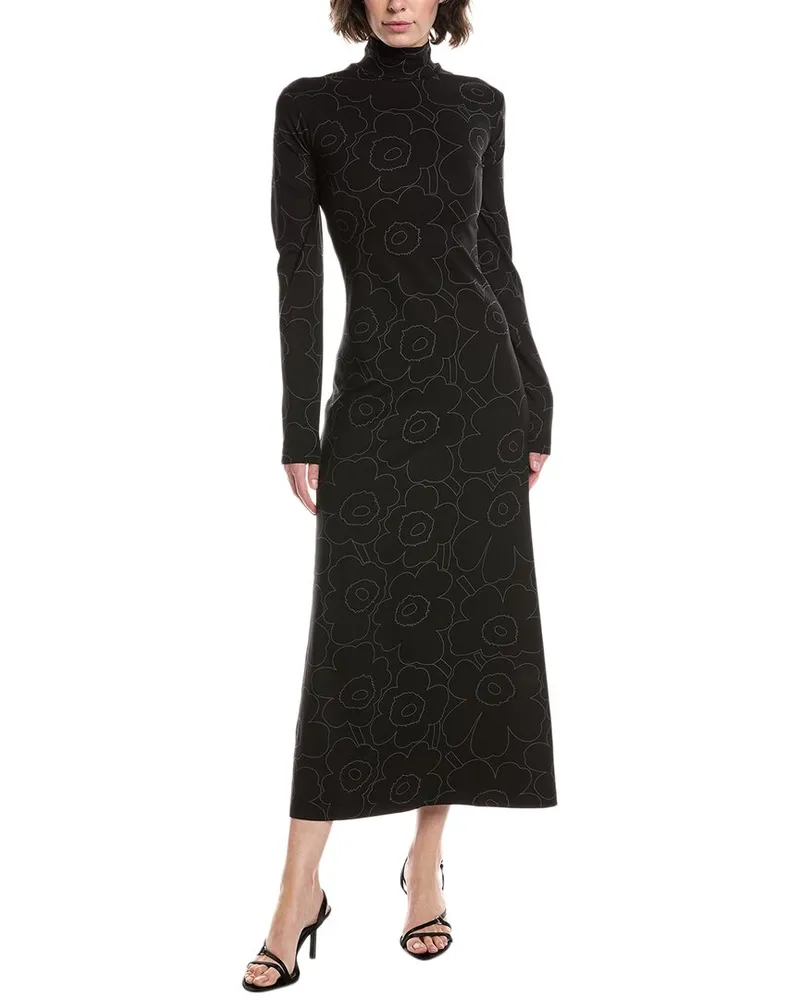 Marimekko Oivi Unikko Midi Dress Black