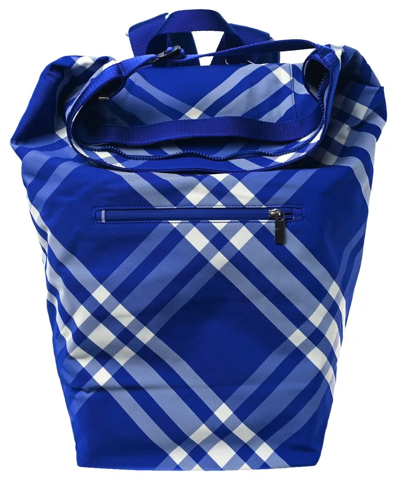 Burberry Blue Nova Check Nylon Nova Check Roll Backpack (Authentic Pre-Loved Nocolor