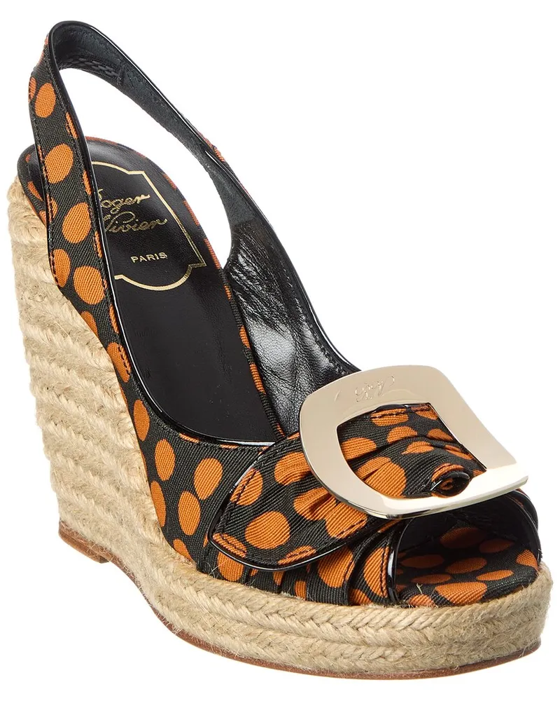Roger Vivier Cordella Grosgrain Slingback Wedge Sandal Green