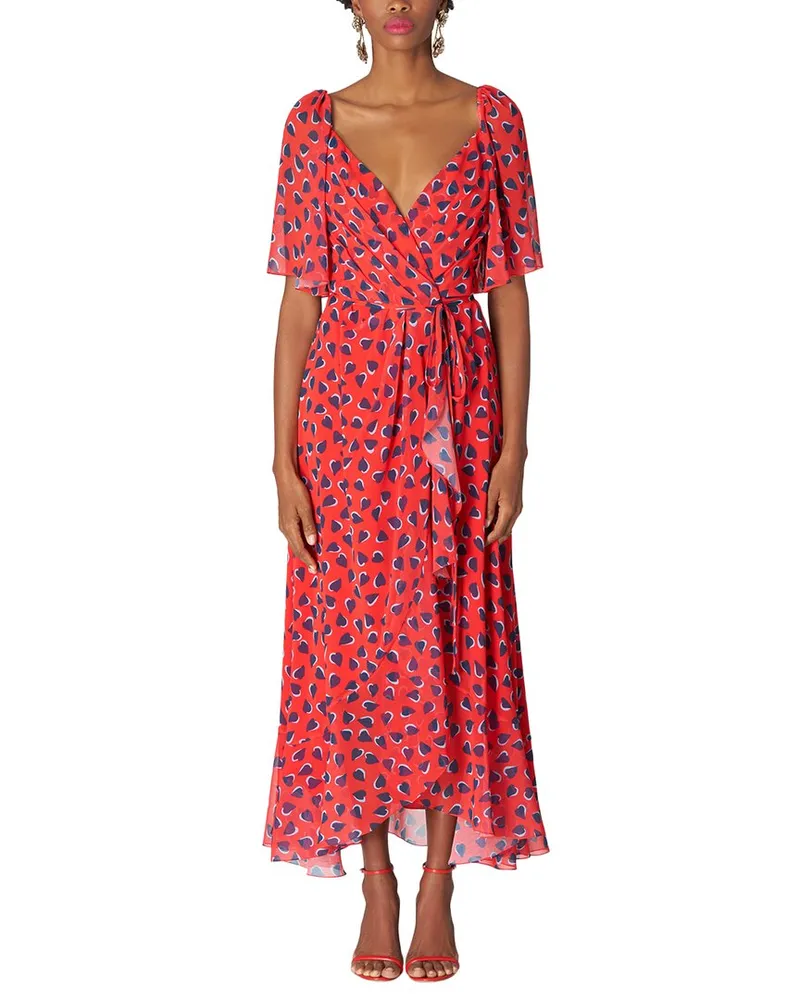 Carolina Herrera New York Flutter Sleeve Wrap Midi Dress Nocolor