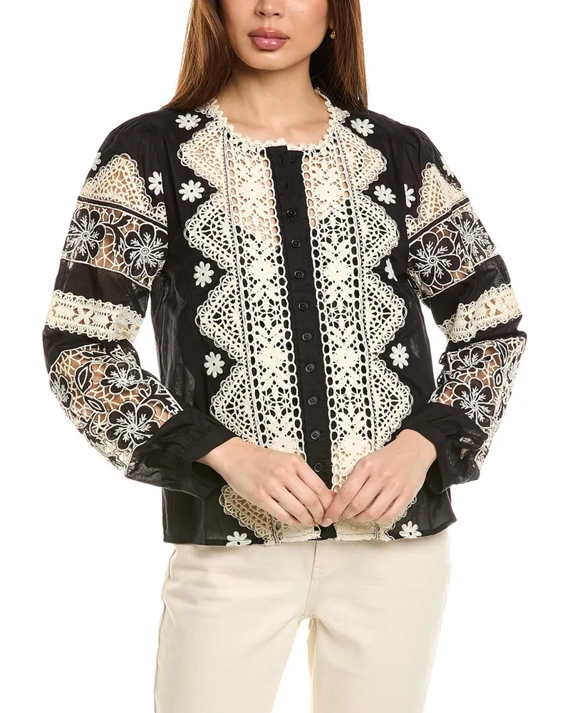 Johnny Was Ronnie Button-Down Blouse Black