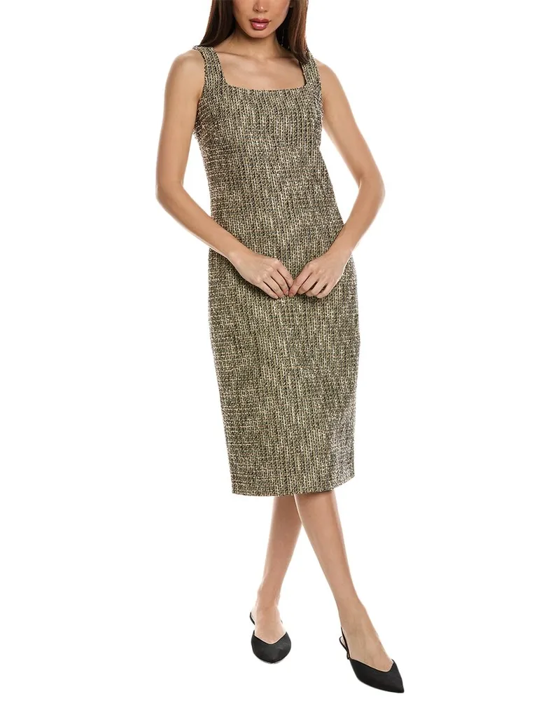 ST. JOHN Tweed Sheath Dress Black