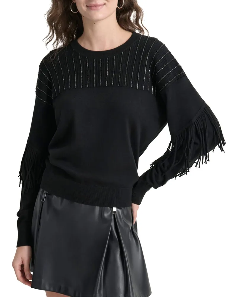 DKNY Fringe Sweater Black