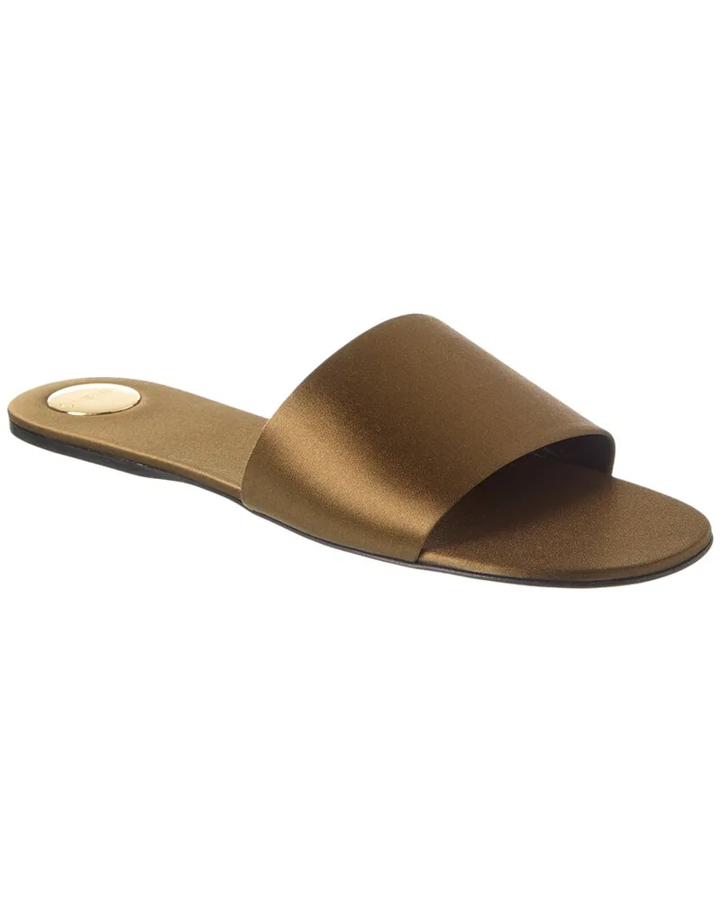 Saint Laurent Carlyle Satin Flat Sandal Green