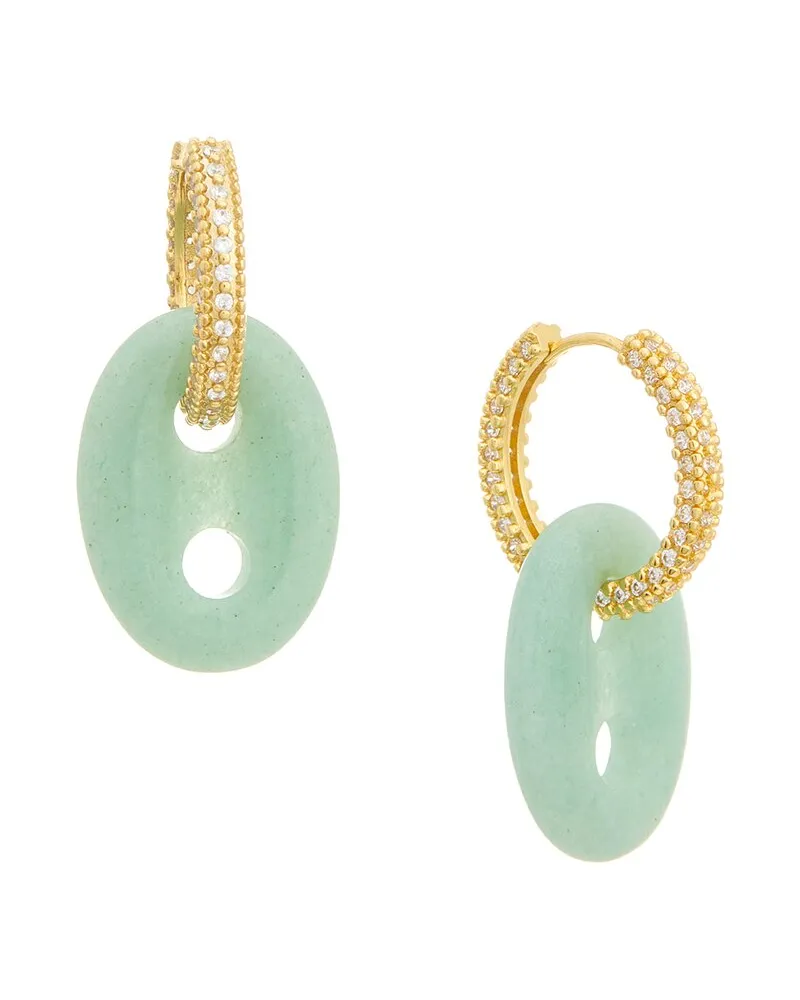 CRYSTAL HAZE 18K Plated Green Quartz CZ Dangle Earrings Nocolor