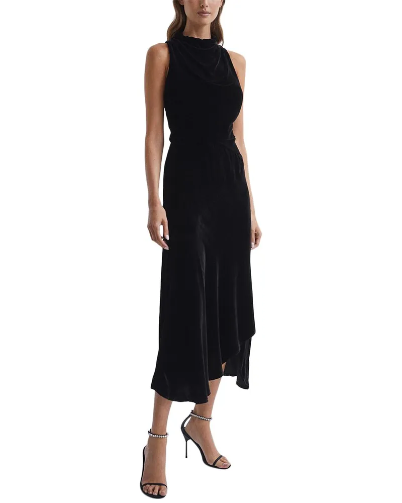 Reiss Giannon Silk-Blend Velvet Midi Dress Nocolor