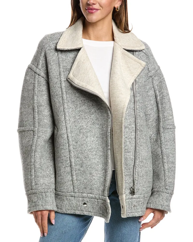 IRO Iggy Wool, Silk & Linen-Blend Coat Grey