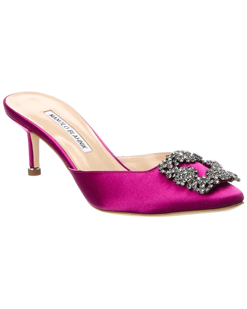 Manolo Blahnik Hangisimu 50 Satin Mule Pink