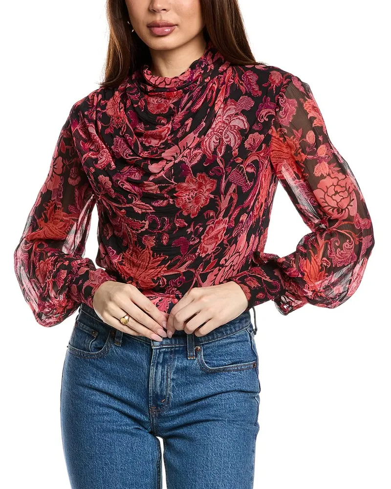 Hemant & Nandita Crimson Cowled Bodysuit Red