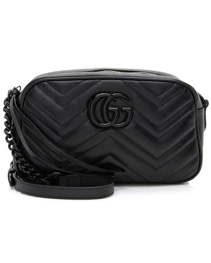 Gucci Black Matelasse Leather Monochrome GG Marmont Small Camera Bag  (Authentic Pre-Loved Nocolor