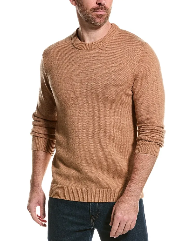 Reiss Avons Chunky Wool-Blend Crewneck Sweater Brown