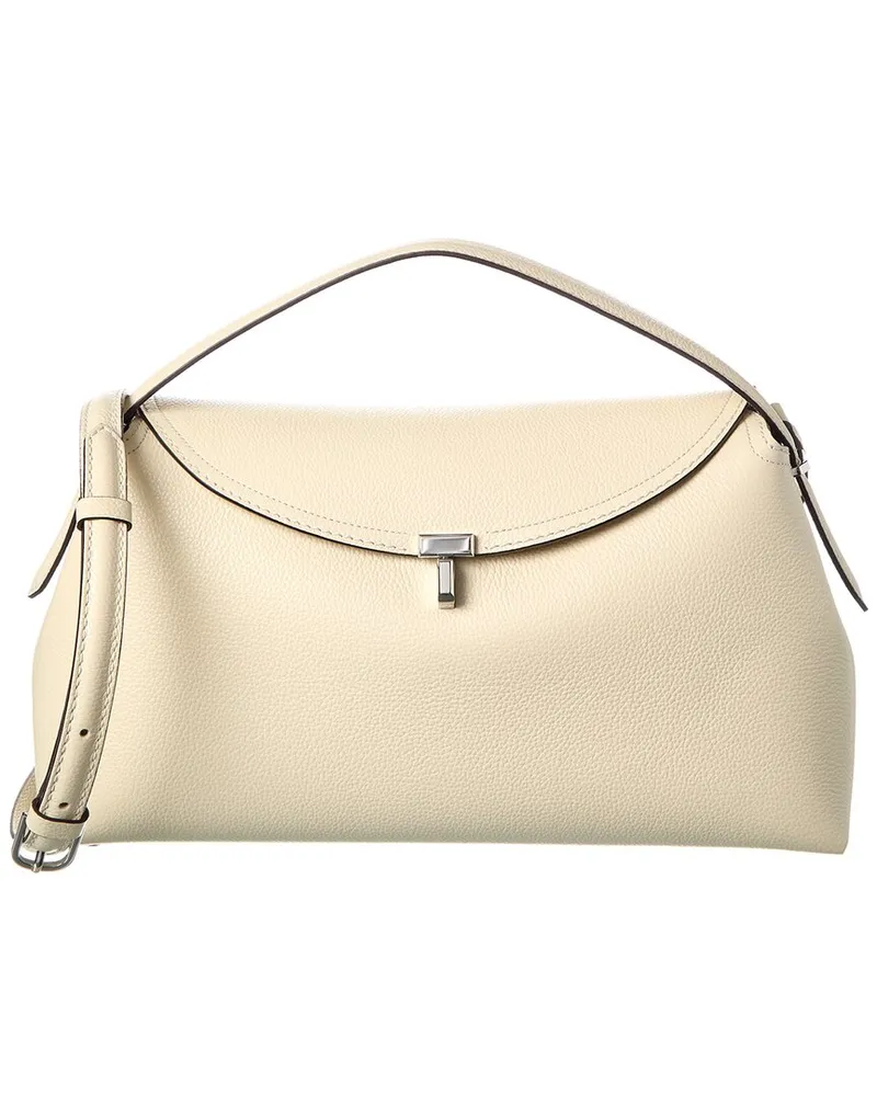 Totême T-Lock Top Handle Leather Satchel White