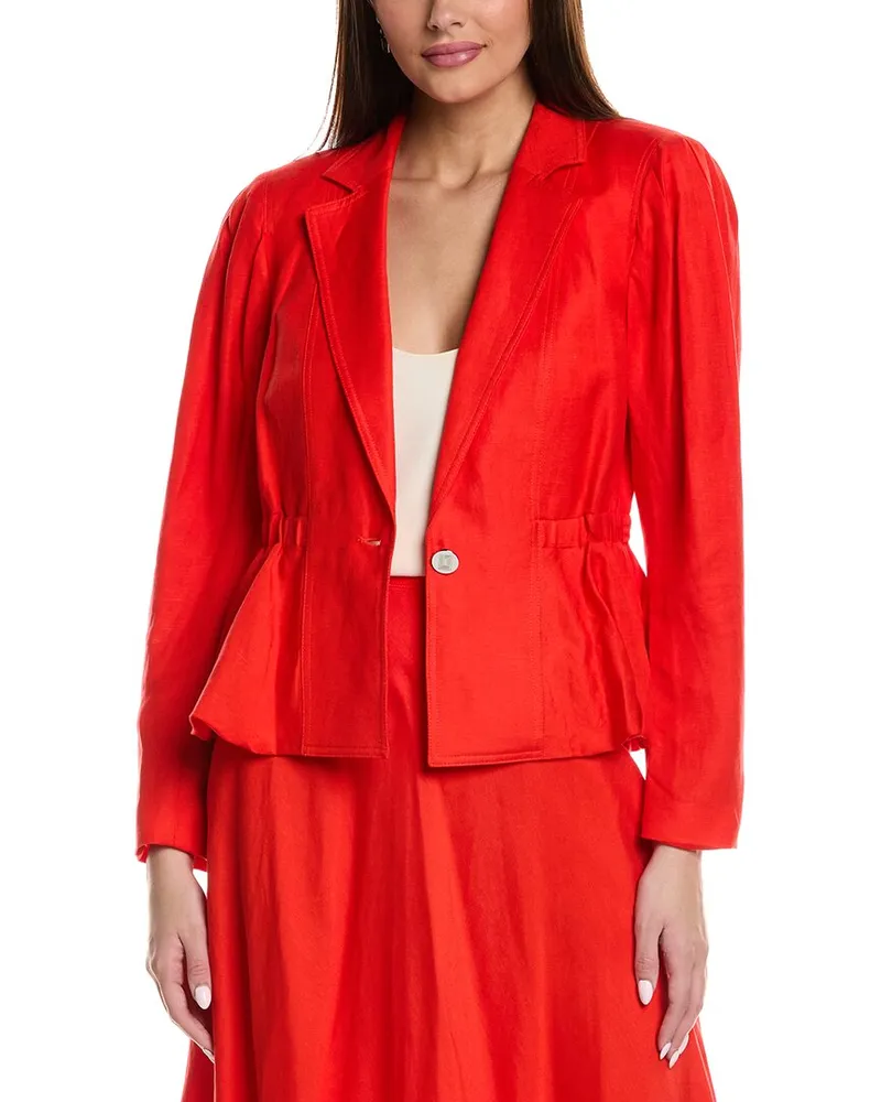 Karl Lagerfeld Linen-Blend Blazer Red