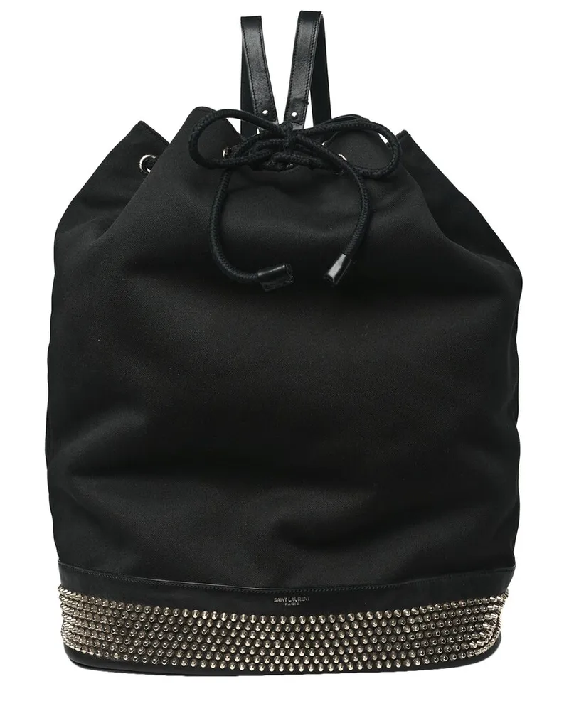 Balenciaga Black Canvas Studded Drawstring Backpack (Authentic Pre-Loved Nocolor