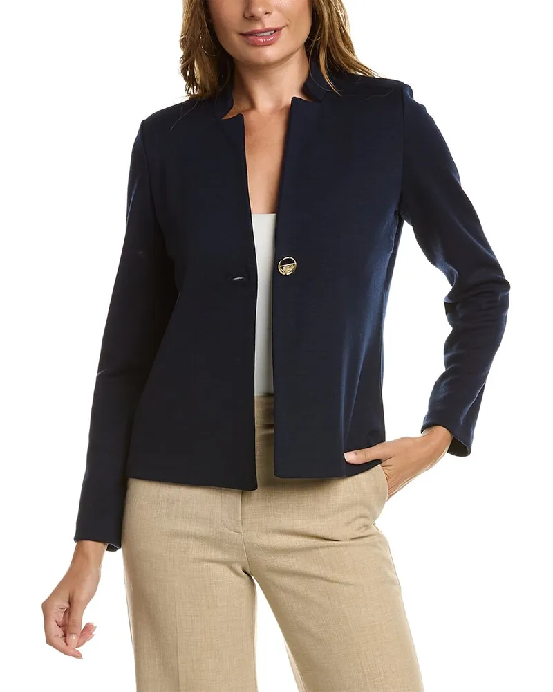 ST. JOHN Milano Knit Wool-Blend Jacket Blue