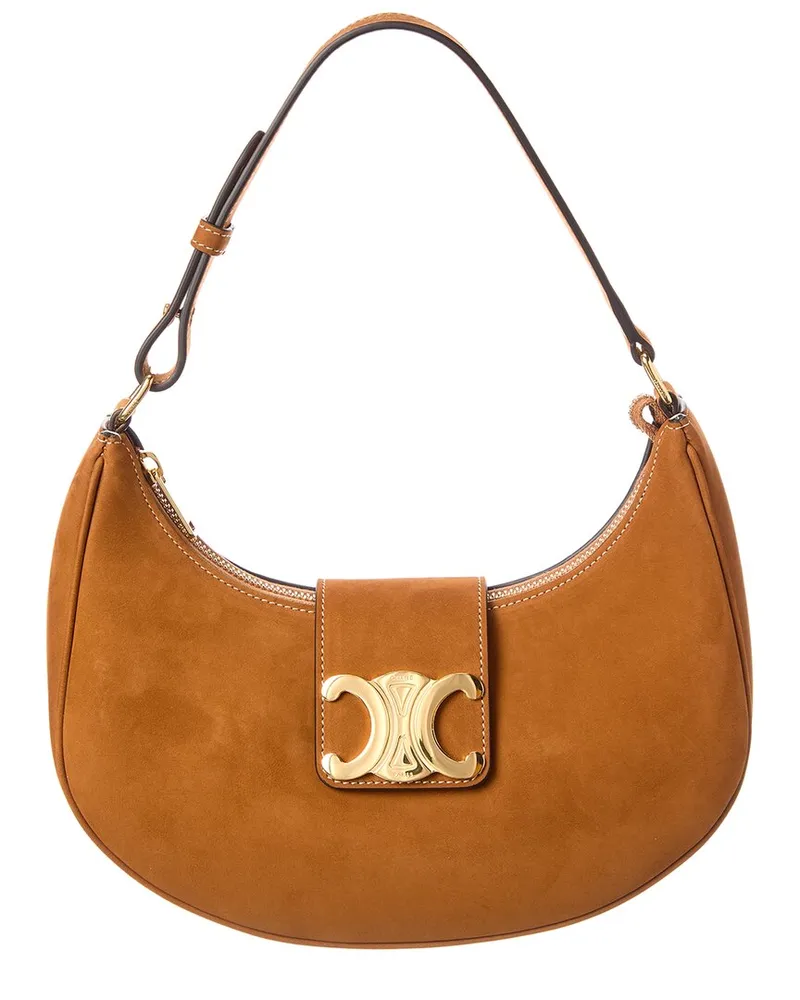 Celine Ava Medium Suede Hobo Bag Brown