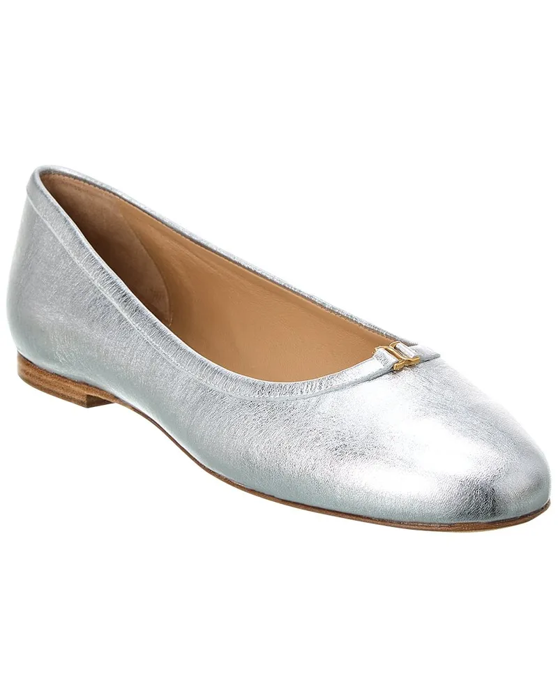 Chloé Marcie Metallic Leather Ballet Flat Silver