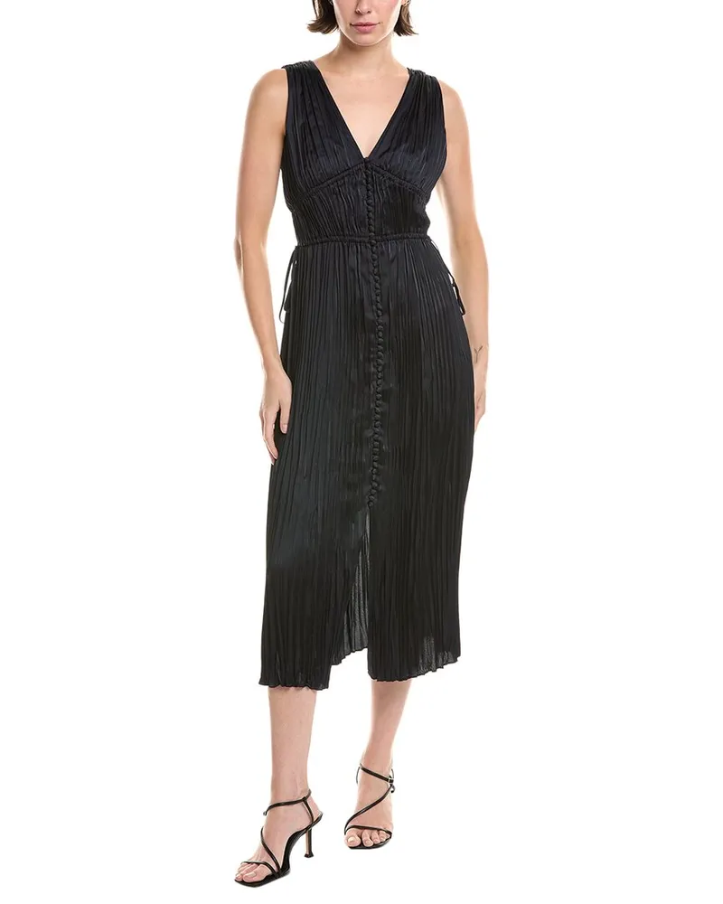 Rebecca Taylor Button Front Midi Dress Blue