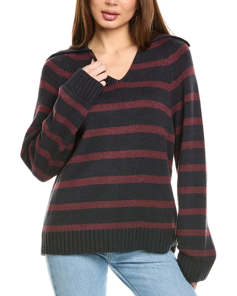 WeWoreWhat Collar V-Neck Sweater Blue