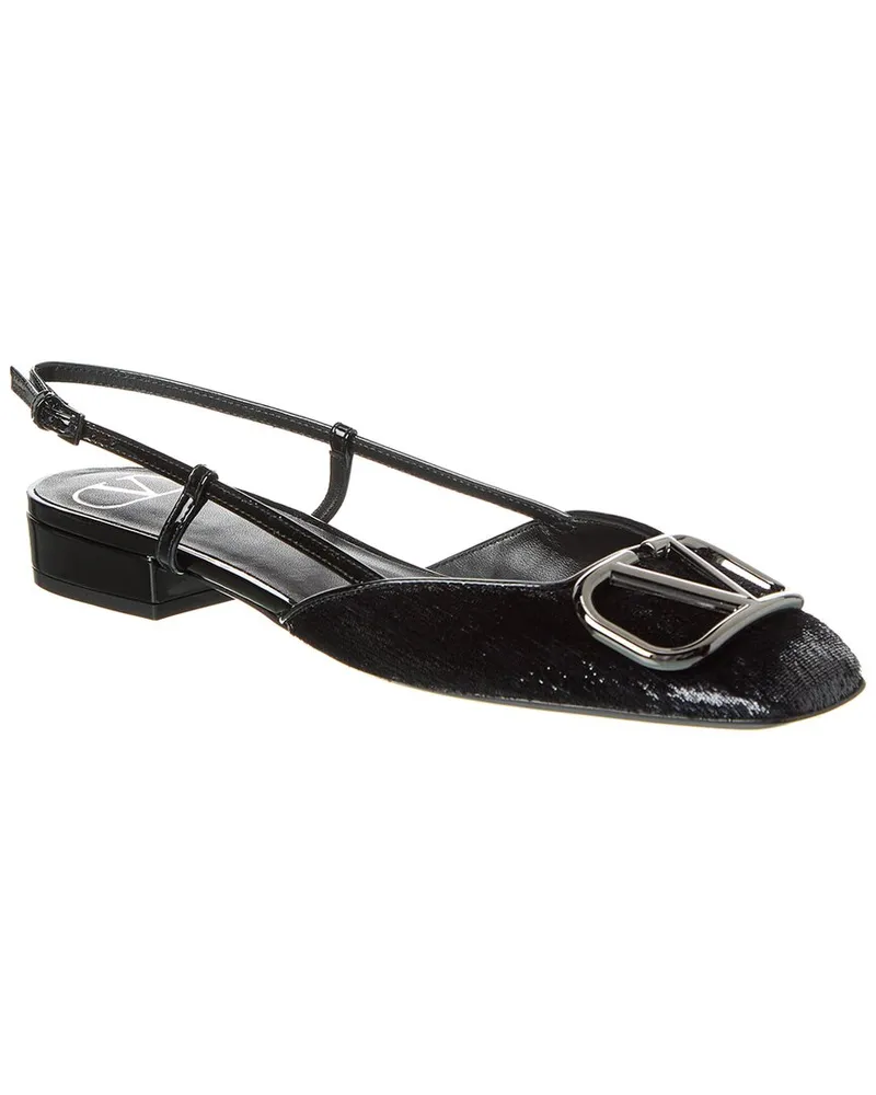 Valentino Garavani VLogo Patent Slingback Flat Black