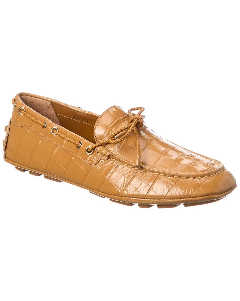 Bally Kyan Croc-Embossed Leather Loafer Brown