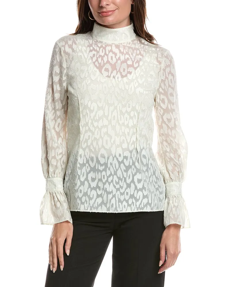 ST. JOHN Coupe Pleated Blouse White