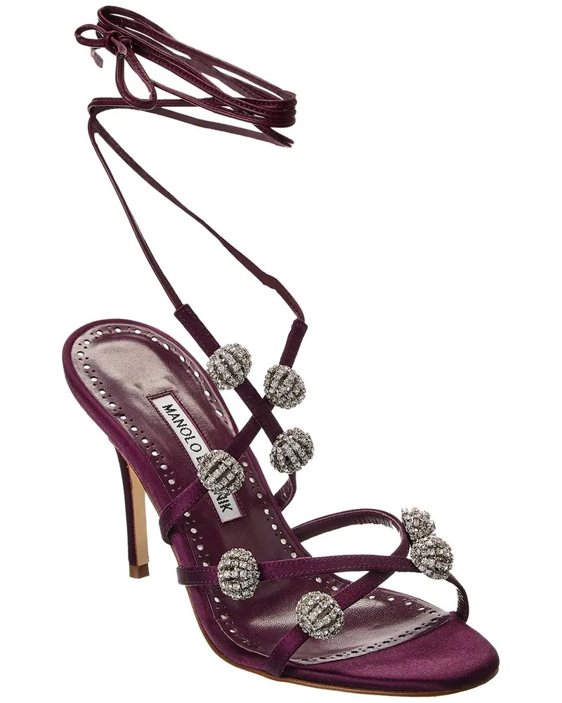 Manolo Blahnik Elsaka 90 Satin Sandal Purple