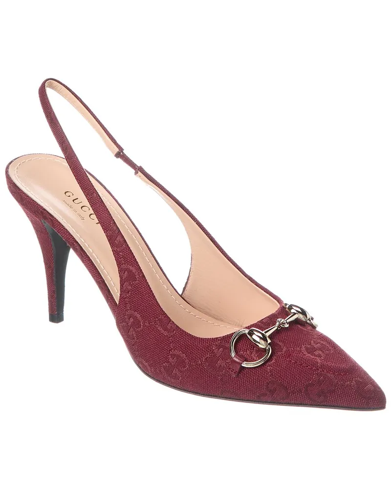 Gucci Horsebit GG Canvas Slingback Pump Red