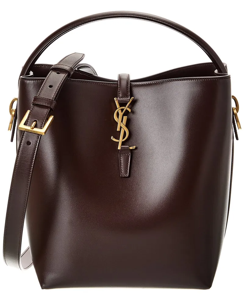 Saint Laurent Le 37 Leather Bucket Bag Brown