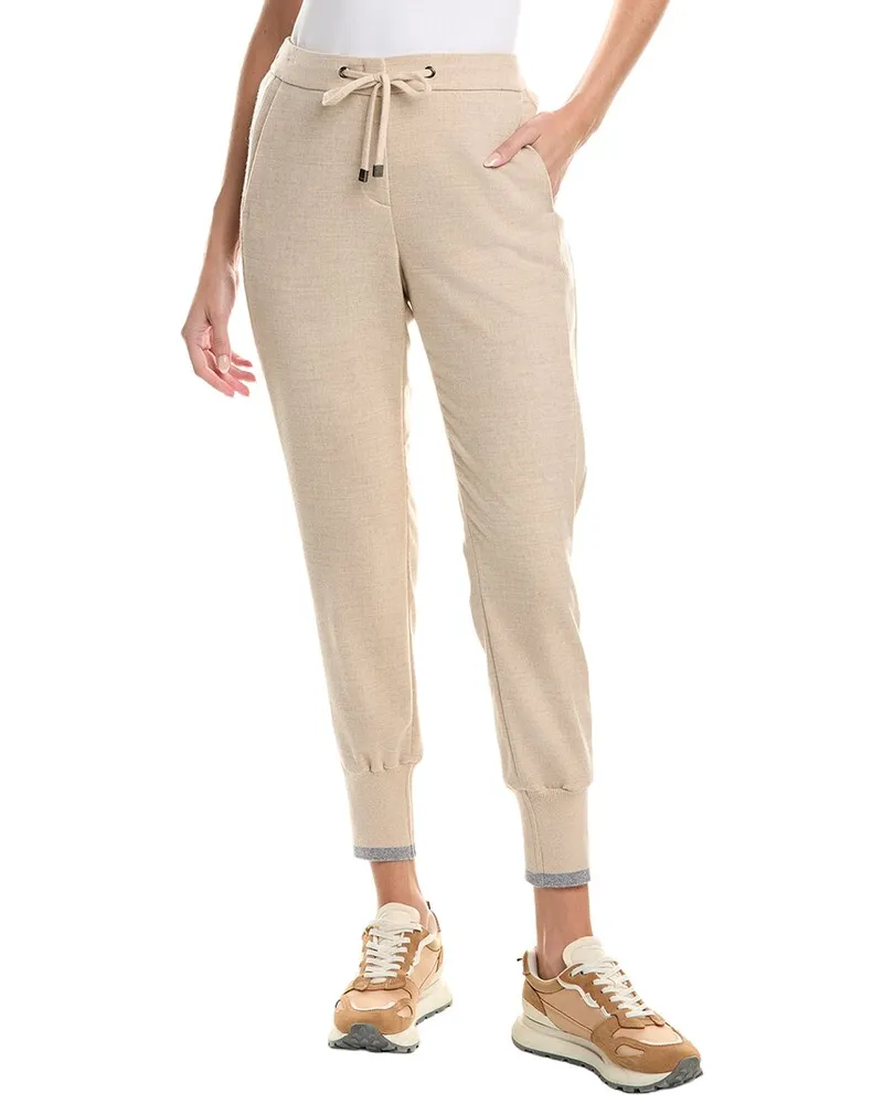Peserico Wool & Cashmere-Blend Pant Tan