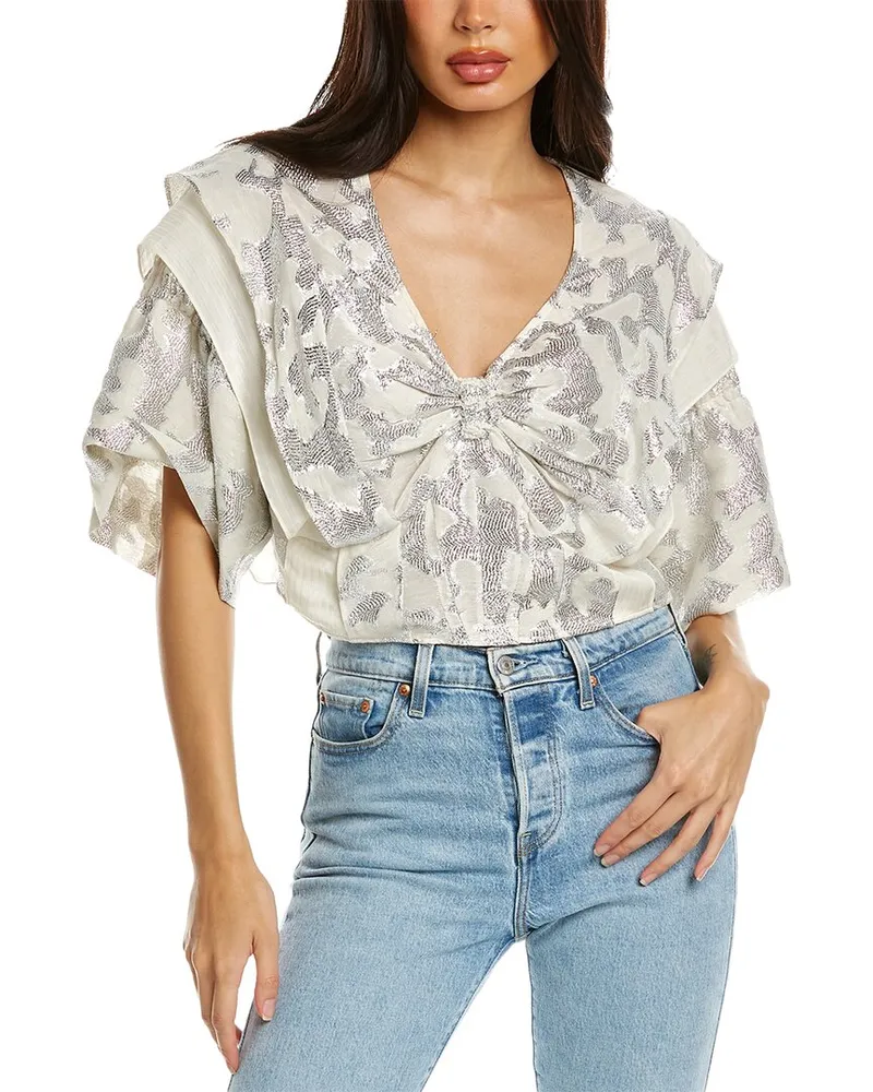 IRO Orti Silk & Linen-Blend Top Beige