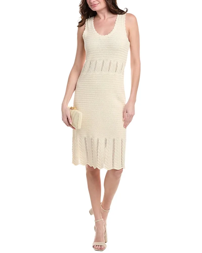 Vince Camuto Pointelle Midi Dress Beige
