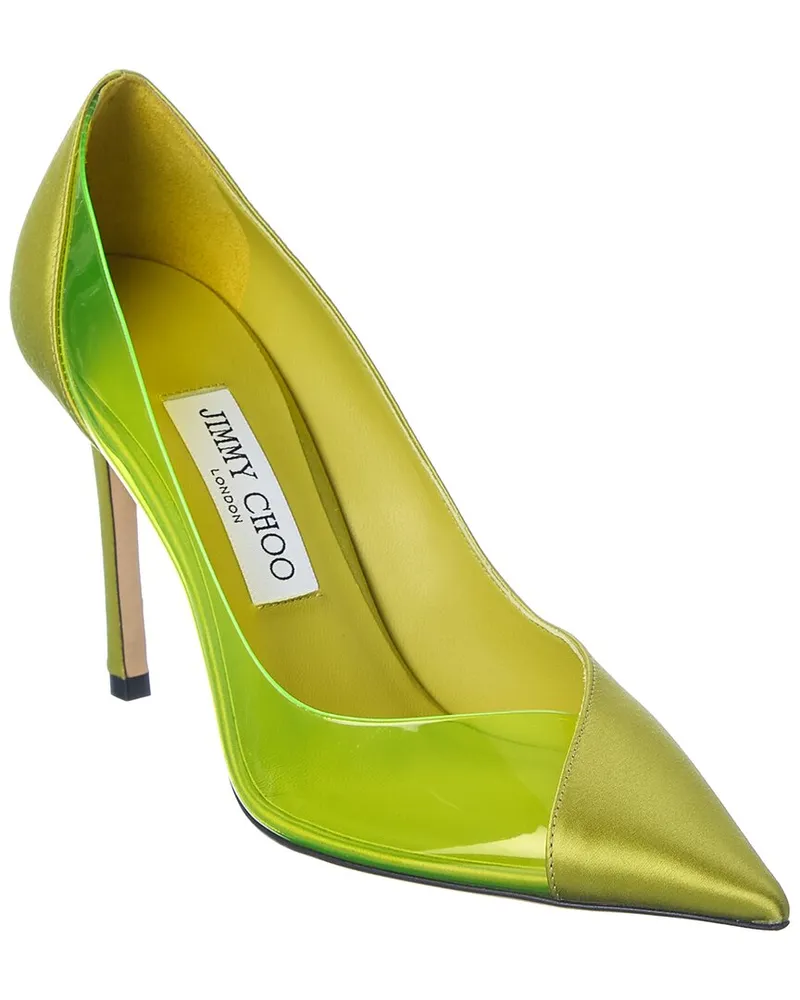 Jimmy Choo Cass 95 Satin & Plexi Pump Green
