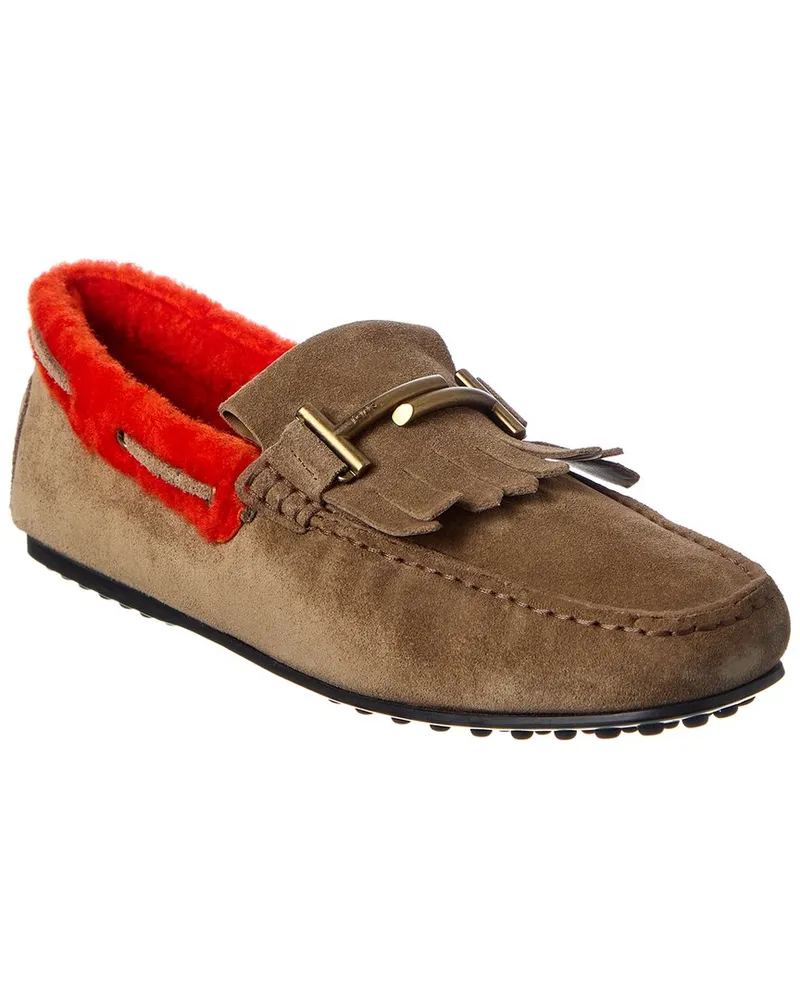 TOD'S TOD’s City Gommino Suede Loafer Brown